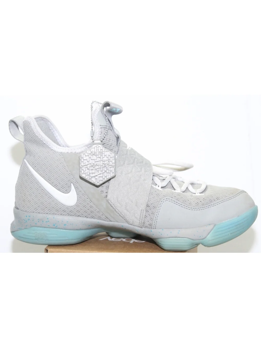 Nike Lebron 14 Mag Marty Mcfly Gray Blue Glow in the Dark Shoes Youth Boys 6.5 Y